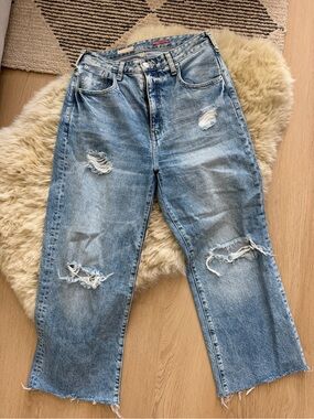 Anthropologie High Rise Distressed Cropped Wide-Leg Jeans 26” cropped